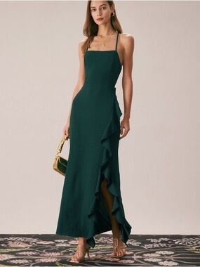 RIHOAS Emerald Green Ruffle Maxi Dress